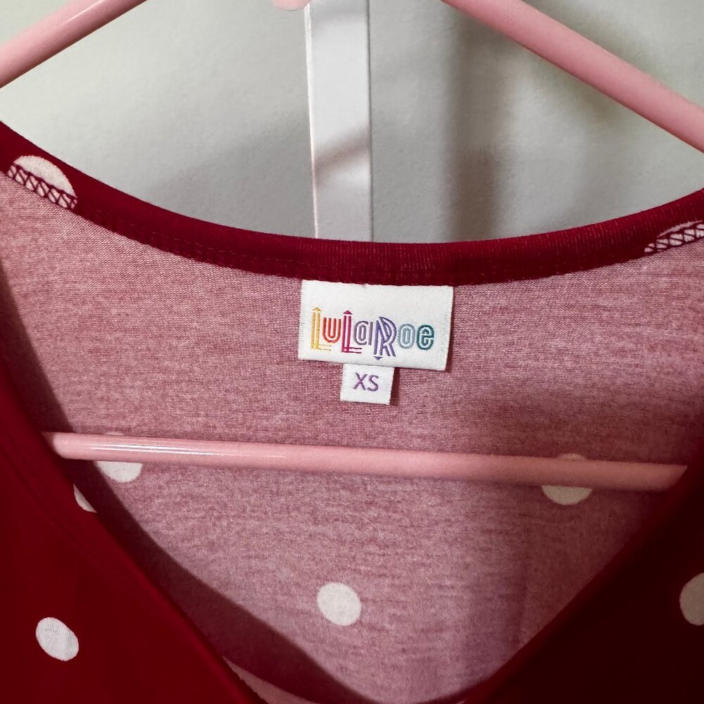 Red Polka Dot Lularoe Carly Dress - Picture 3 of 3